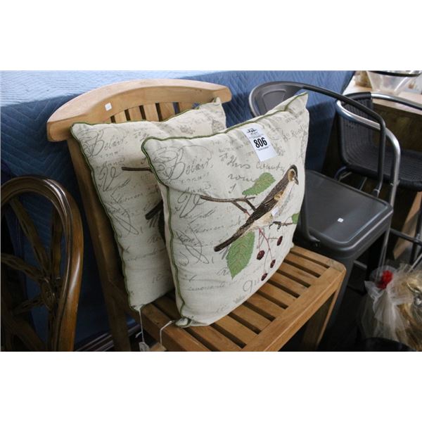 Bird Motif Decorator Pillows - Pair