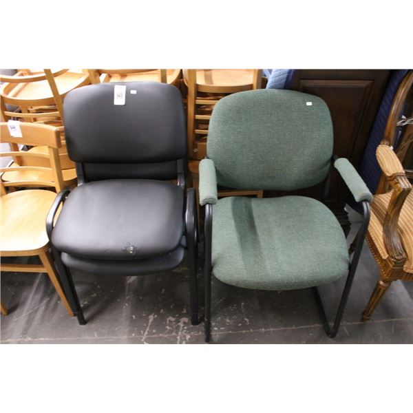 Green/Black Padded Office Side Chairs - 3