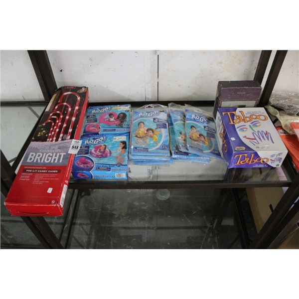 Pool Floats, Taboo Game, Lighted Candy Canes