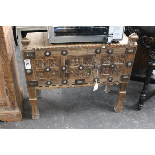 Carved Accent Cabinet w/Mirrored Accents Indian Style