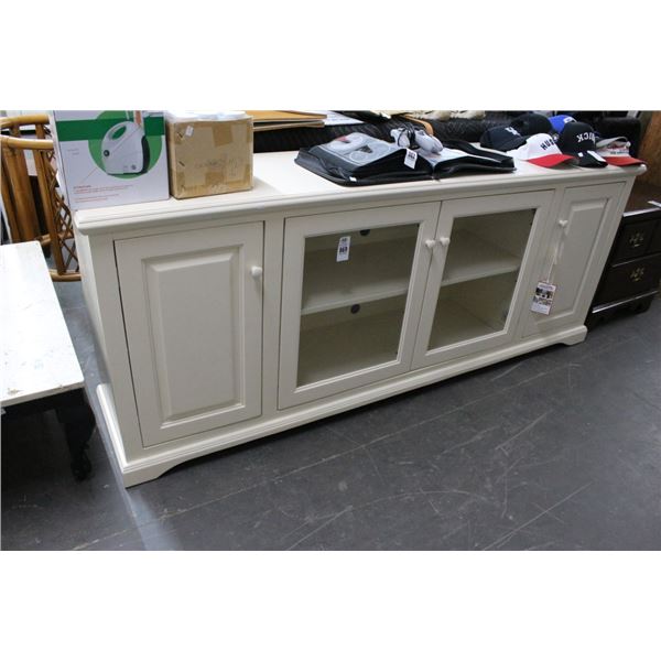 New Poplar  80"  Bone TV Concole w/Glass Doors