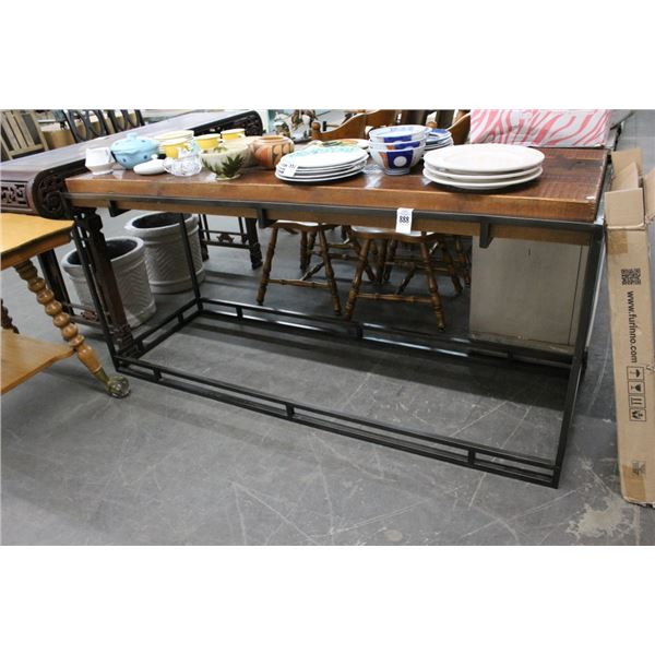 Metal Base Wood Top Contemporary Hall Table