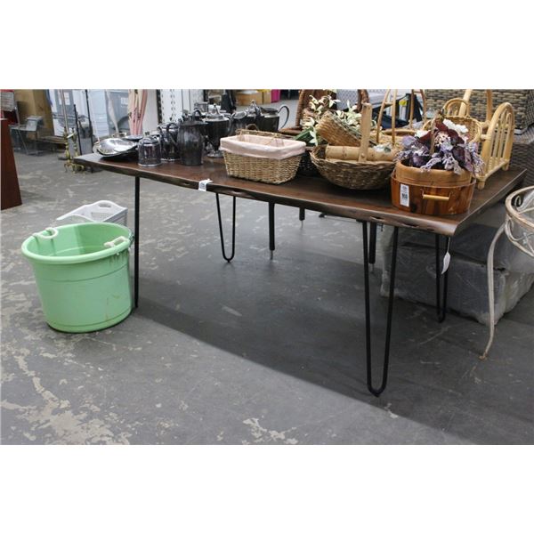 Iron Base Live Edge Top Dining Table