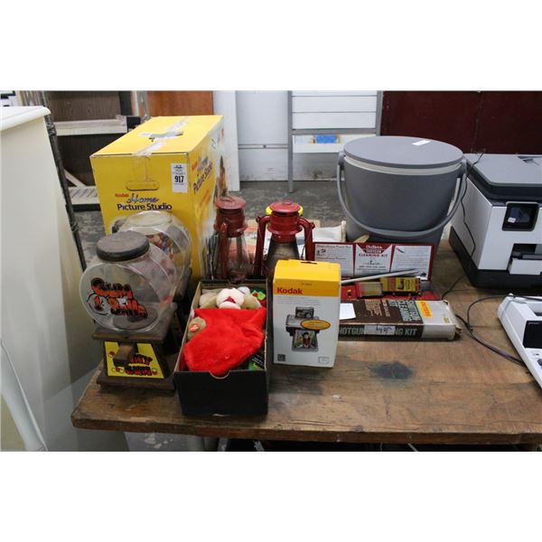 Kodak Home Picture Studio, Lanterns, Gumball Dispensers, Shotgun Cleaning Kit, Cooler