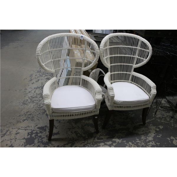 Wicker Padded Armchairs - Pair, Child Chair