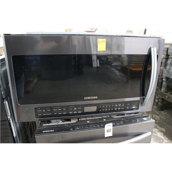 Samsung Black Stainless Over the Range M/W Oven, Includes Hardware, Mounting Brackets, Glass