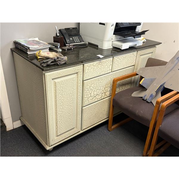 Distressed Granite Top Hall Cabinet
