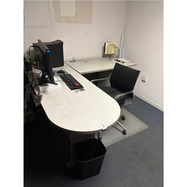 Desk w/Return, Bookcase, Lateral File, Bin Cabinet