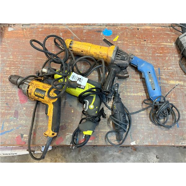 Ryobi/Dewalt Electric Drills, Dewalt Grinder, Dremel Tool, Solder