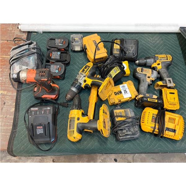 Dewalt/Ridgid Cordless Tools w/Battery/Chargers