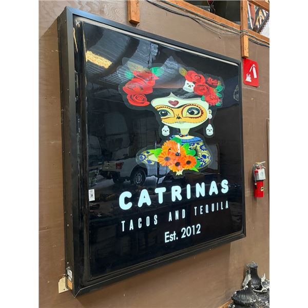 Catrinas Tacos and Tequila Lighted Sign - 6'  X  6'  - No Shipping