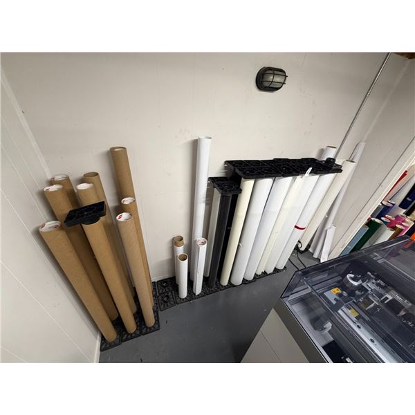 White Sign Material Spools w/Stands