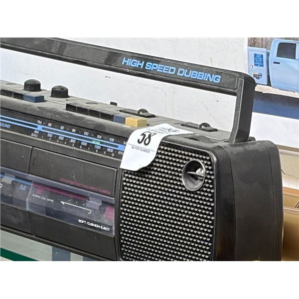 Stereo, Remote Speaker, Sign Materials, Supplies w/Computer Peripherals On Shelves