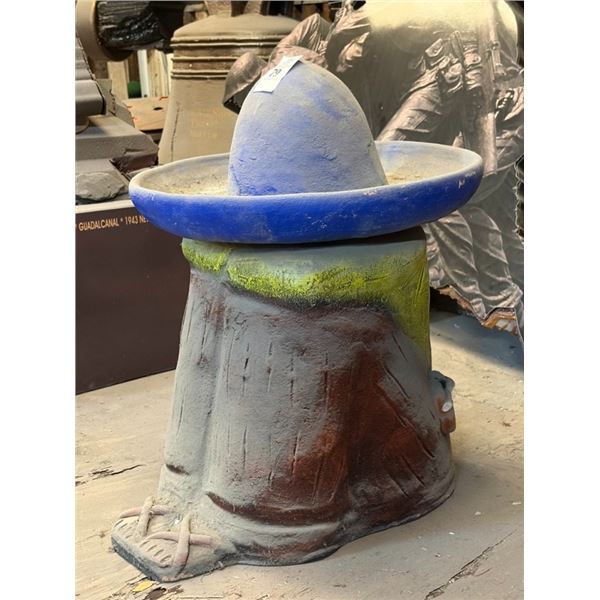 Cast Squatting Mexican Statuary w/Sombrero