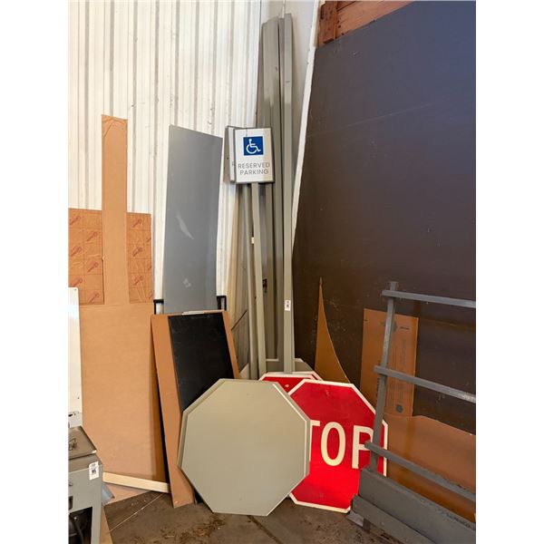 Stop Signs, HC Parking Signs In Corner, Asst. Sheet Stocks In Corner