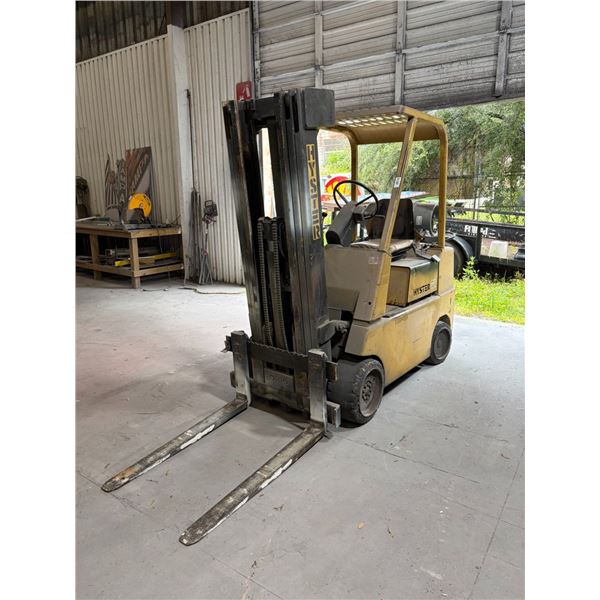 Hyster 50  5K  LB  CAP  LP  Forklift w/Cushion Tires, Triple Mast, Runs/Operates But Smokes