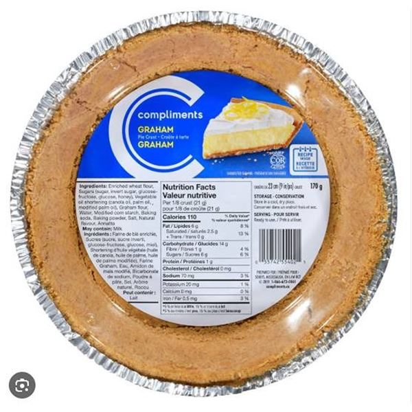 Compliments Graham Pie Crusts 6 Pack