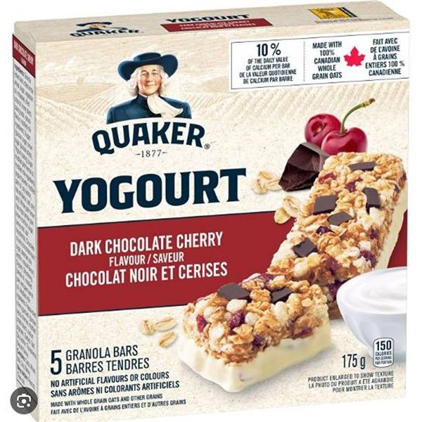 Quaker Yogourt Dark Chocolate Cherry Bars 6 Boxes