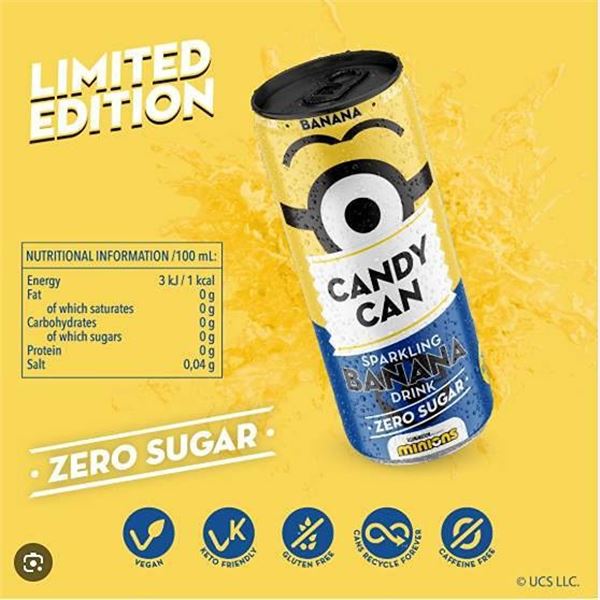Candy Can Minions Banana Sparkling Drink 12x