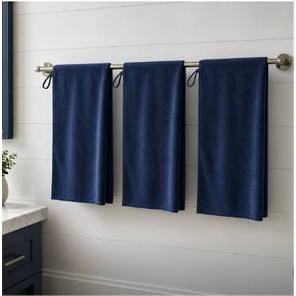 Lot of 3 - Amazon Basics Microfiber Towels Black/Blue