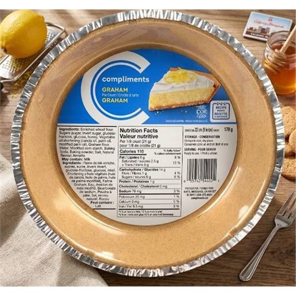 Compliments Graham Pie Crust, 12 x 170g