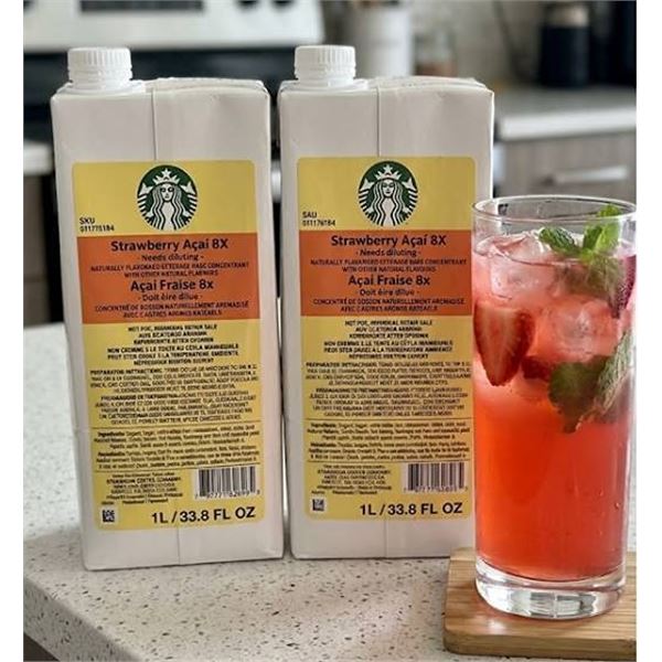 Starbucks Strawberry Acai 8x Base 1L Lot of 2
