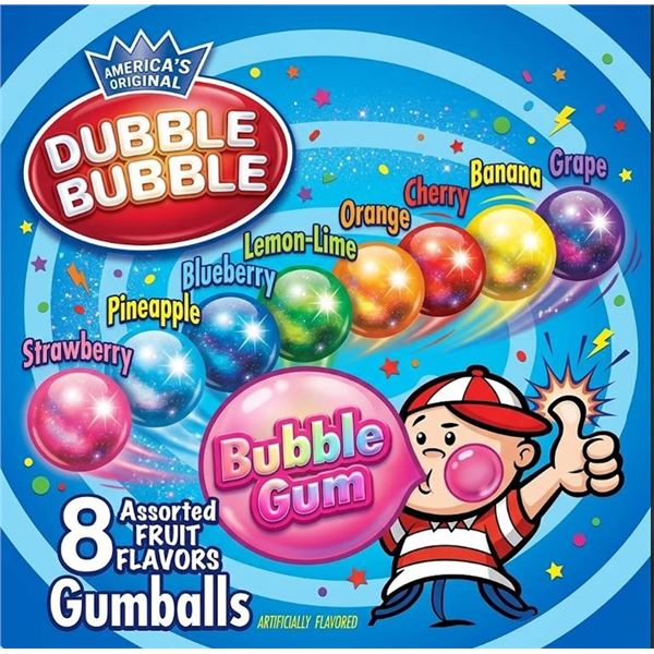 Dubble Bubble Assorted Gum Balls Box 24 PACKS OF 6