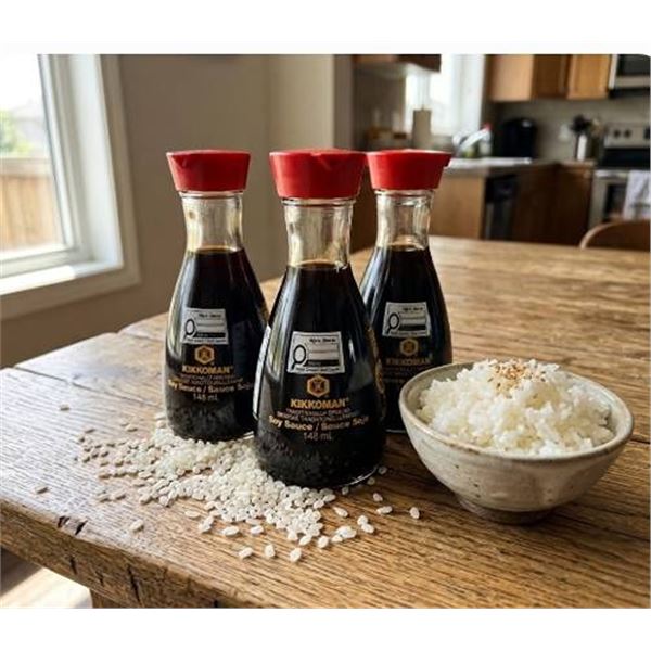 3 Kikkoman Soy Sauce Bottles 148ml