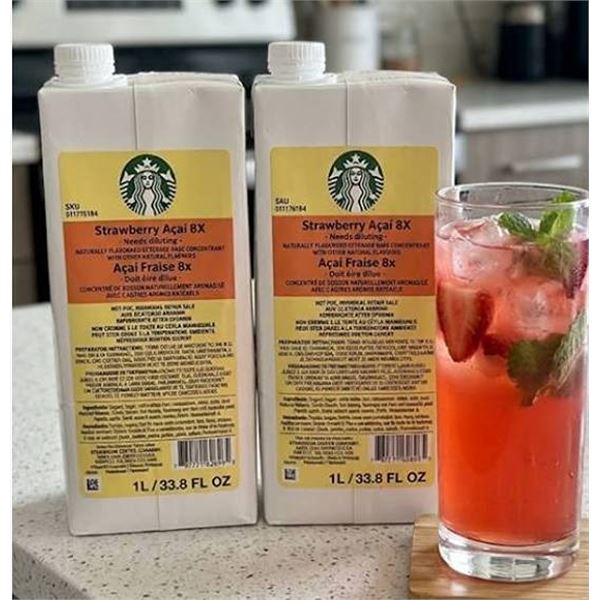 Lot of 2 - Starbucks Strawberry Acai 8X 1L Concentrate,