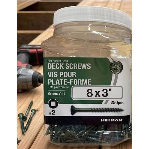 Hillman Deck Screws 8x3" 250pcs Green