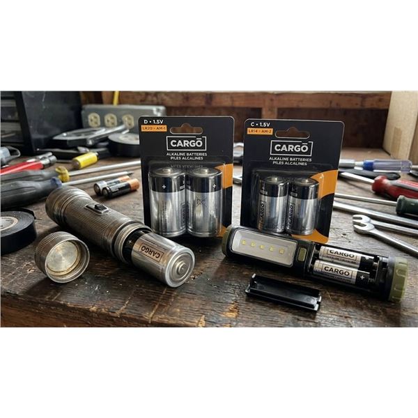 Lot of CARGO Alkaline Batteries 6 Packs of 2 "D" Size And 6 Packs of "C" Size