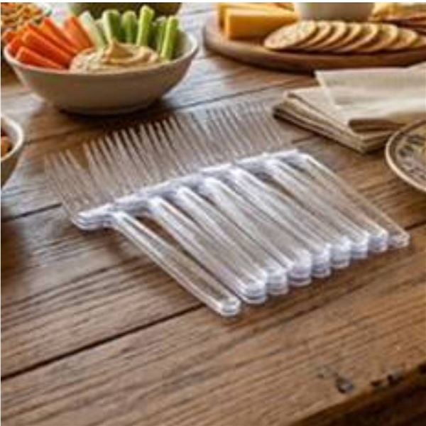 Prestee 300 Clear Plastic Forks by Perch