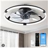 Image 1 : Linboro Low Profile Ceiling FanÂ  Black
