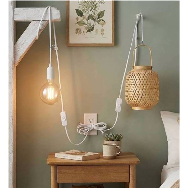 Cable Matters Hanging Lamp Cord 2-Pack 15ft White