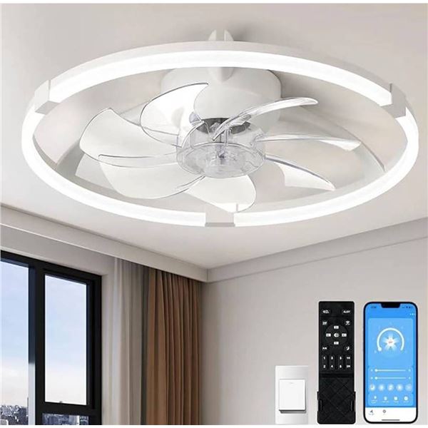 Linboro Low Profile Ceiling Fan With Light, White