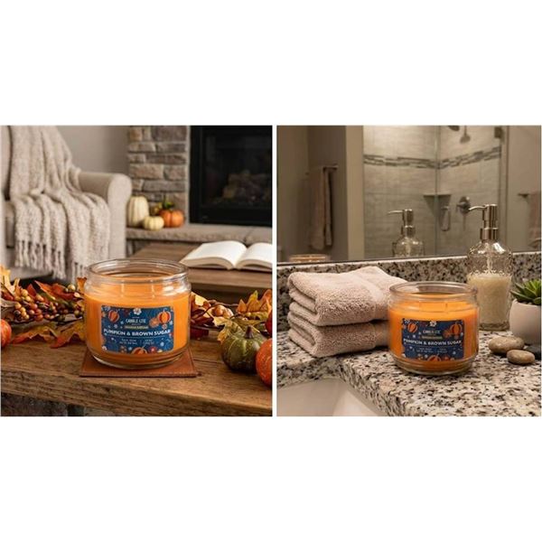 Case of 4 - Candle-lite 10oz 3 Wick Pumpkin & Brown Sugar Candle