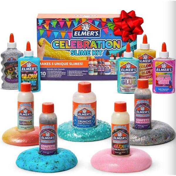 Elmerâ€™s Celebration Slime Kit | Slime Supplies Include Assorted Magical Liquid S