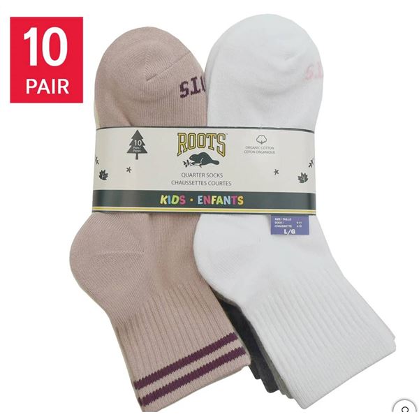 Roots Kids Quarter Socks 10-Pack Size Med