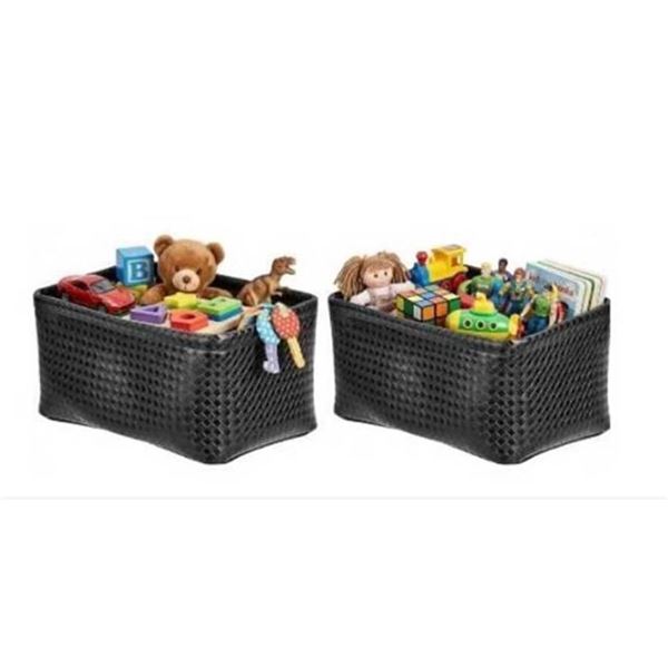 AmazonBasics Metallic Black Storage Bins, 2 Baskets