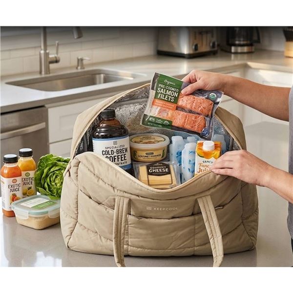 Keepcool Beige Quilted Cooler Tote Bag