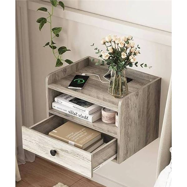 BonVarche Floating Nightstand, Natural