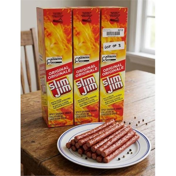 Slim Jim Original Spicy Sausage Snacks Lot 3 x649g