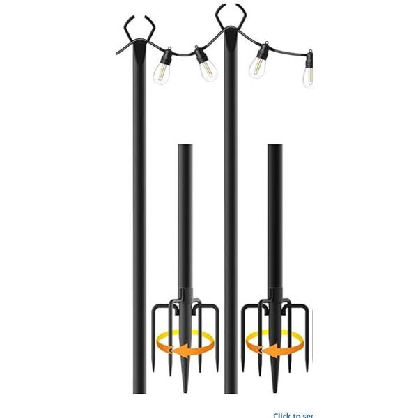 lot of 4x2pack - 8 Ft Patio String Light Poles, 4-Pack