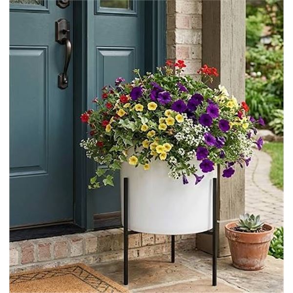 Rivet Ceramic Planter with Iron Stand
