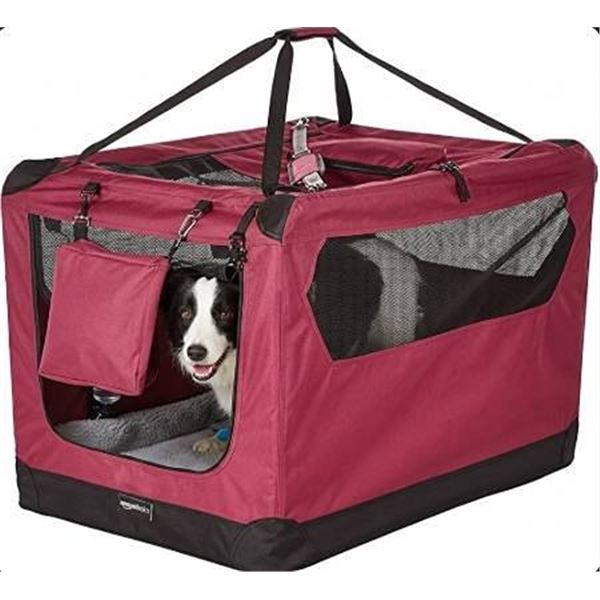 Amazon Basics 36-Inch Red Soft Pet Crate