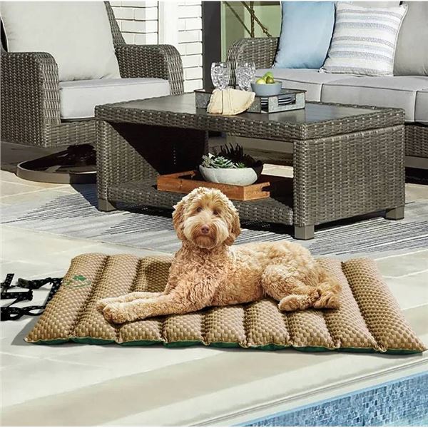 Cooling Travel Tan and Green Pet Bed