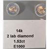 Image 4 : $1500, 14k(0.5g), lab diamond (1.52ct) earring, appraised value $1500