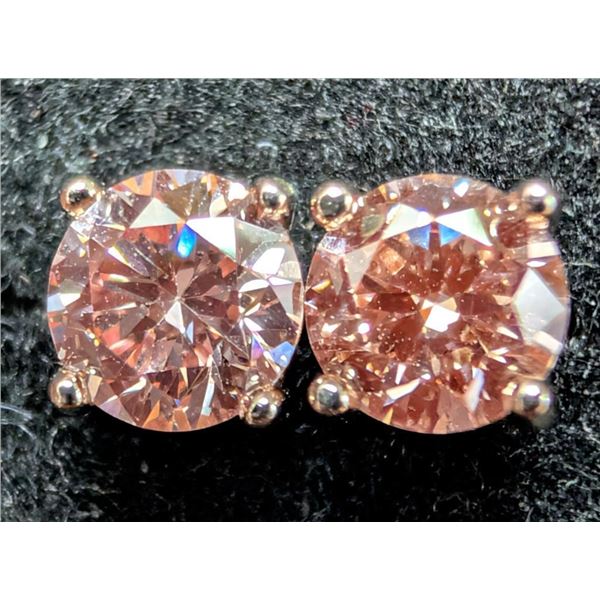 $1400, 10k(0.5g),  color lab diamond (0.55ct) earring, retail value $1400