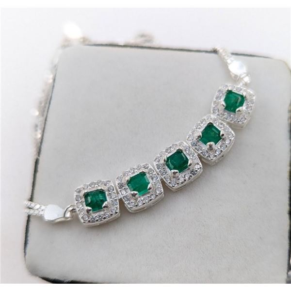 6.93 ct Certified Silver Emerald gemstone Bracelet ($5,036 Appraisal)