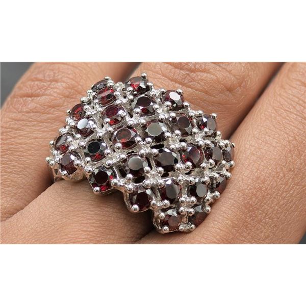 $700, silver(9g),  garnet (2.8ct) ring, retail value $700